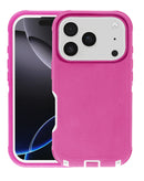 Encuentra la mejor funda heavy duty para tu iPhone 17 Pro Max en Guatemala en color rosa y blanco.