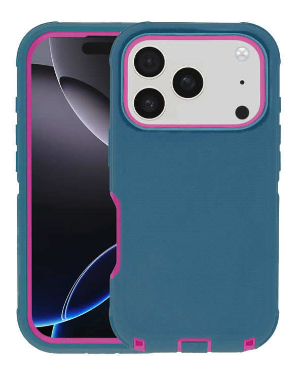 Encuentra el mejor case Heavy Duty para tu iPhone 17 Pro Max en Guatemala con colores TEAL y PINK en SlowBack.