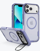 Protege tu iPhone 17 Pro Max con esta funda Magsafe a prueba de golpes en Guatemala, ideal para evitar daños en la cámara y con un atractivo color morado claro.