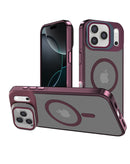 Case transparente slim con soporte para camara con carga wireless iPhone 17 Pro Max Rojo