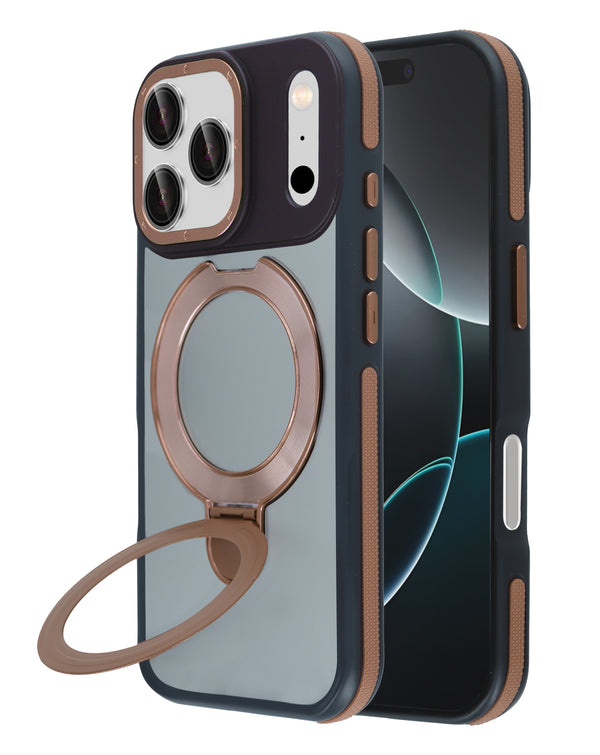 Encuentra fundas transparentes con soporte para carga inalámbrica para iPhone 17 Pro Max en Guatemala, disponibles en SlowBack, mayorista de accesorios para celulares.