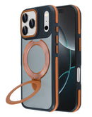 Funda transparente mate con soporte de carga inalámbrica ORANGE para iPhone 17 Pro Max en Guatemala, mayorista autorizado de accesorios SlowBack.