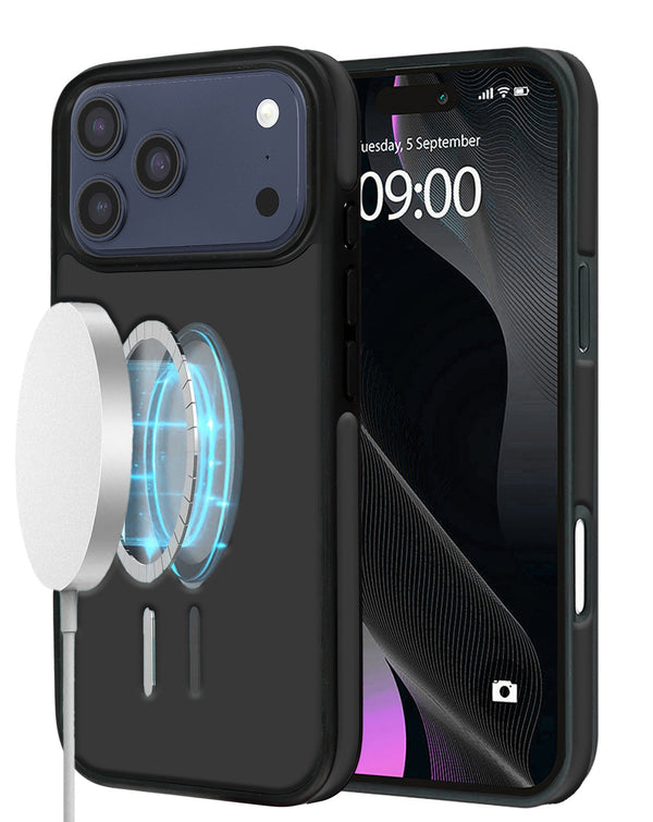 Funda de cuero full cover con carga inalambrica Apple iPhone 17 Pro Max Negro