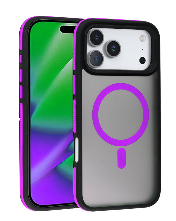 Encuentra fundas magnéticas bicolor mate para iPhone en Guatemala en SlowBack, accesorios de alta calidad.