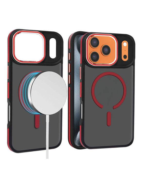 Encuentra la mejor funda slim antideslizante con carga inalámbrica para iPhone 17 Pro Max en Guatemala, en variedad de colores como el rojo, en nuestro taller de reparaciones con etiquetas Funda inalámbrica, Funda iPhone y Reparación de fundas.