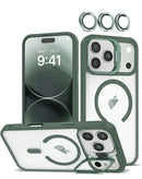 Encuentra la mejor funda transparente magnética para iPhone 17 Pro Max en Guatemala con soporte para cámara en color verde oscuro en el distribuidor autorizado de SlowBack.