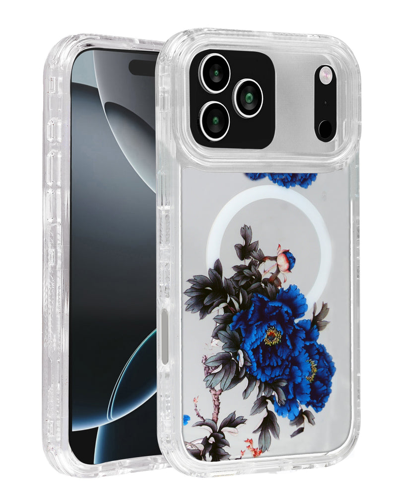 Funda transparente con diseño floral y cargador inalámbrico Style 2 disponible en Guatemala.
