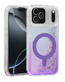 Encuentra la funda protectora con bumper líquido glitter y carga inalámbrica para iPhone 17 Pro Max en Guatemala.