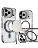 Funda delgada magnetica transparente con soporte para camara iPhone 17 Pro Max (Negro)