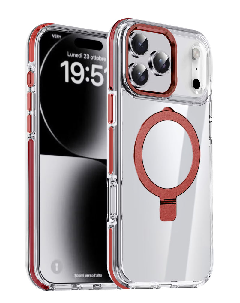 Encuentra el mejor case magnético transparente con soporte para iPhone 17 Pro Max en Guatemala.