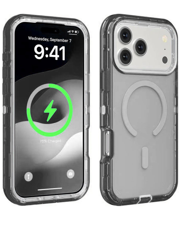 Encuentra en Guatemala el mejor case antigolpes transparente con carga wireless para iPhone 17 Pro Max.