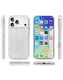 Funda protectora ultra glossy glitter clear para iPhone 17 Pro disponible en tiendas de reparación de iPhone en Guatemala.
