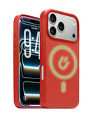 Funda de cuero roja con cargador inalámbrico e IC preinstalado para iPhone 17 Pro, ideal para reparación SlowBack.