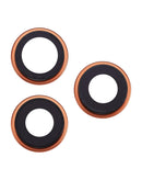 Lente de cámara trasera premium color Cosmic Orange con soporte para iPhone 17 Pro / 17 Pro Max. Juego de 3 piezas para reparación de cámara.
