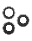 Juego premium de 3 piezas: lente de cámara trasera plateada con soporte y bisel para iPhone 17 Pro/Pro Max. Ideal para reparación.