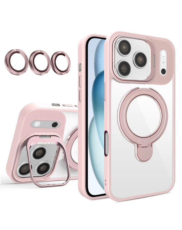 Encuentra la mejor funda transparente magnética con 2 soportes y lente de cámara para iPhone 17 Pro en Guatemala.