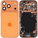 Tapa trasera Cosmic Orange usada para iPhone 17 Pro A29XX con puerto de carga y piezas pequeñas, repuesto de reparación.