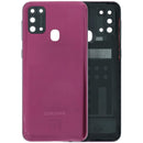 Tapa trasera original Samsung Galaxy M31 roja con lente de cámara, repuesto M315.