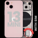 Tapa trasera rosa para iPhone 13 mini A2481 usada, con puerto de carga y piezas pequeñas.
