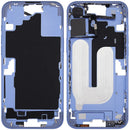 Chasis medio iPhone 16 Plus Ultramarine con botones de power y volumen, pieza de repuesto A3207 A3208.