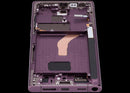 Pantalla OLED 120Hz para Samsung Galaxy S22 Ultra 5G en color burgundy, con marco para reparación.