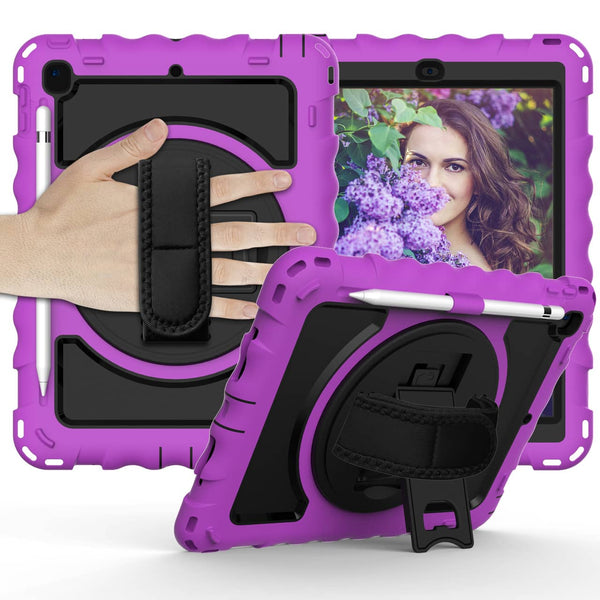 Encuentra la funda de silicona con correa de mano 360 PURPLE para iPad en Guatemala, disponible en SlowBack, el mayorista de accesorios para dispositivos móviles.