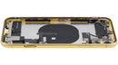 Tapa trasera amarilla para iPhone 11 (A2111) con puerto de carga y piezas pequeñas, grado B OEM.