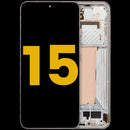 Pantalla OLED Xiaomi 15 5G refurbished Liquid Silver con marco, ideal para reemplazo de screen.