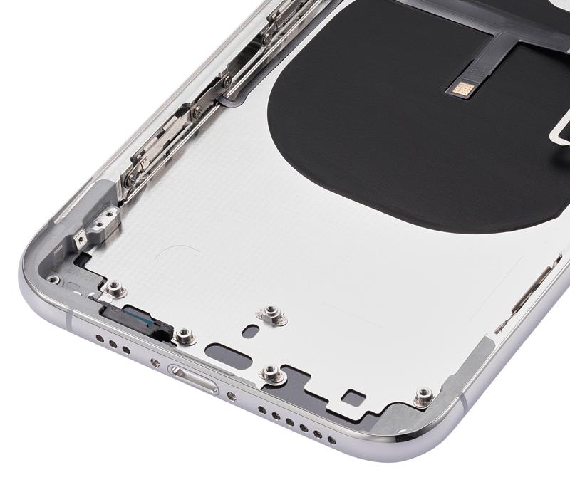 Tapa trasera para iPhone XS con componentes pequeños pre-instalados (Plata)