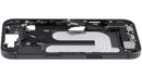 Chasis medio iPhone 17 negro usado con puerto de carga flex y piezas pequeñas de repuesto A3280 A3281.