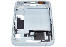 Chasis medio iPhone 15 azul (A2846) usado con piezas pequeñas, ideal para reparación de estructura.