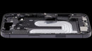 Chasis medio iPhone 17 (A3xxx) usado, con puerto de carga y piezas pequeñas para reparación.