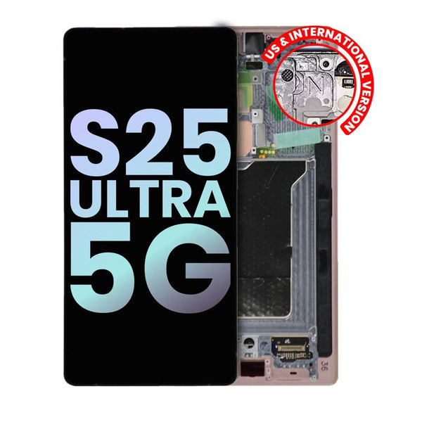 Reparación de pantalla con marco original Samsung Galaxy S25 Ultra 5G en Guatemala, Service Pack Titanium Pink Gold.