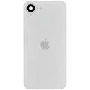 Tapa trasera original iPhone 17e blanco con cristal brillante, logotipo Apple y compatibilidad MagSafe para reparación.