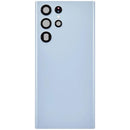 Tapa trasera de vidrio azul cielo para Samsung Galaxy S22 Ultra 5G con lente de cámara, repuesto aftermarket.