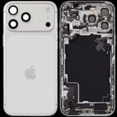 Tapa trasera plateada usada para iPhone 17 Pro Max, con puerto de carga flex y pequeñas partes, versión global.