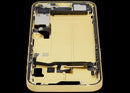 Tapa trasera amarilla iPhone 14 US con puerto de carga y pequeñas partes OEM.