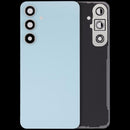 Tapa trasera azul Aftermarket Plus para Samsung Galaxy S24 FE, con lente de cámara integrada, sin logo.