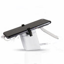 Soporte de exhibición de seguridad antirrobo para teléfonos móviles con agarre metálico y puerto Lightning, sin control remoto, color blanco