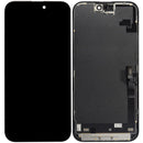Pantalla OLED usada para iPhone 16 Plus con cable flex del sensor de luz para reparación de pantalla rota.