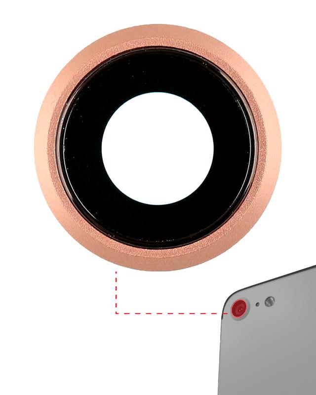 Lente de camara trasera con soporte y bisel para iPhone 8 (Oro) (Paquete de 10)