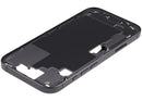 Chasis medio iPhone 17 negro usado con puerto de carga flex y piezas pequeñas de repuesto A3280 A3281.