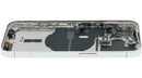 Tapa trasera plateada usada para iPhone 14 Pro (EU/Global) con pequeñas piezas internas.