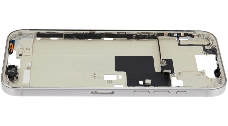 Reparación de marco medio con botón de encendido y volumen para iPhone 16 Pro Max en Guatemala.