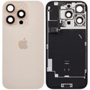Tapa trasera con placa de acero con carga inalambrica NFC MagSafe y flex de linterna compatible para iPhone 16 Pro (original) (Titanio del Desierto)