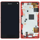 Pantalla LCD original Sony Xperia Z3 Compact naranja, repuesto para reparación de display roto.