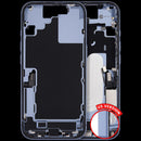 Chasis medio Mist Blue usado para iPhone 17 (A3292, A3293) con flex y puerto de carga.