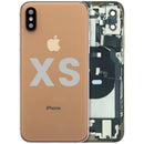Tapa trasera dorada OEM Grade B para iPhone XS (A1920, A2097) con puerto de carga preinstalado.