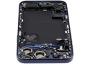 Tapa trasera azul profundo usada para iPhone 17 Pro Max A3295 con puerto de carga USB-C.