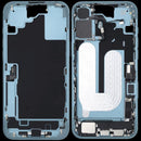 Marco medio usado de iPhone 16 Plus (A2896, A2967, A3098) con puerto de carga flex y piezas pequeñas, color gris.